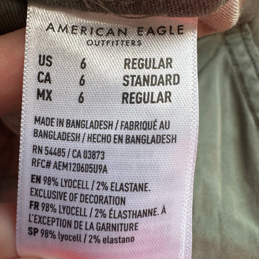American Eagle Cargo Pants Green Utility Straight Leg Women 6 NWOT - Picture 7 of 8